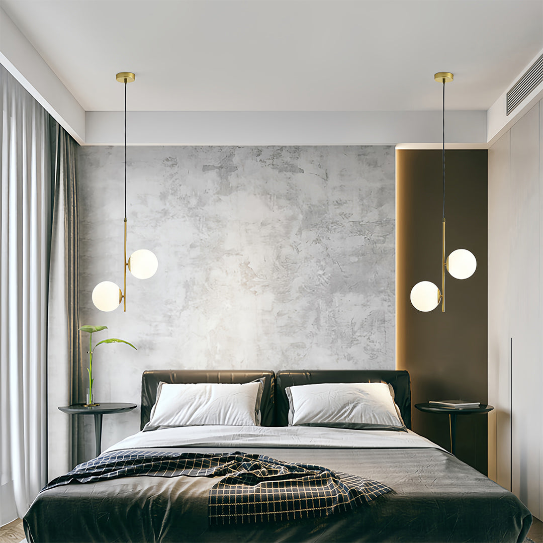 Modern Double Globe Glass Pendant Light with Adjustable Cord