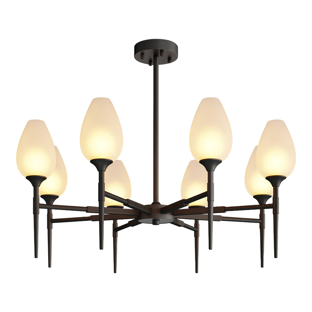 Lumina Brass Glass Chandelier – Modern Minimalist Ceiling Light