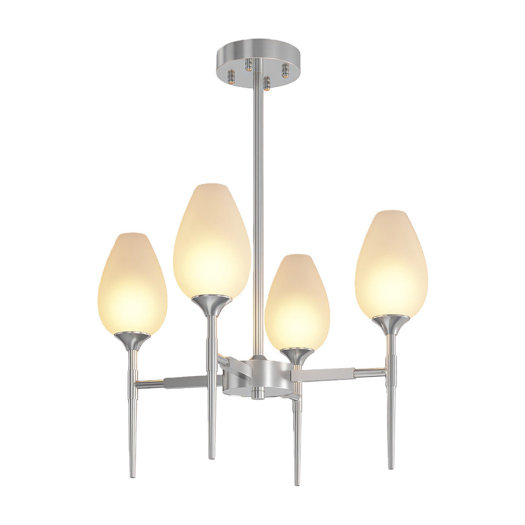 Lumina Brass Glass Chandelier – Modern Minimalist Ceiling Light