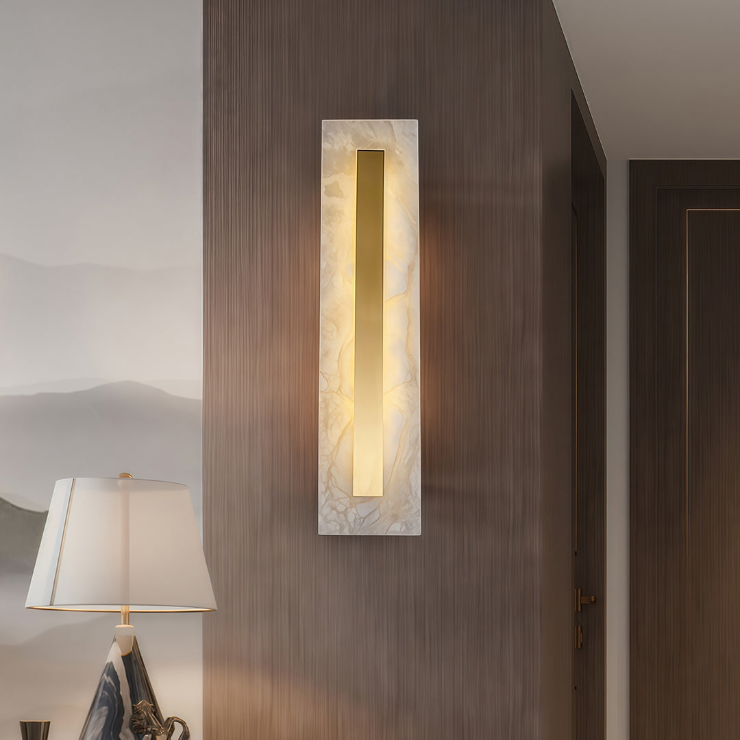 Luxury Brass Cloud Stone Wall Sconce with Warm LED Light for Modern Interiors