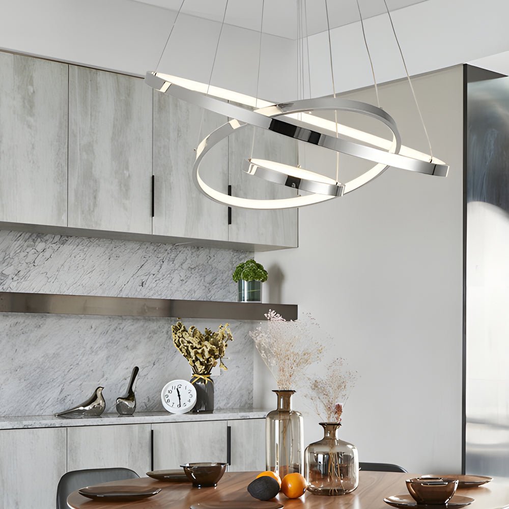 Aurelia Tiered Ring Chandelier — Chrome Finish, LED, Dimmable