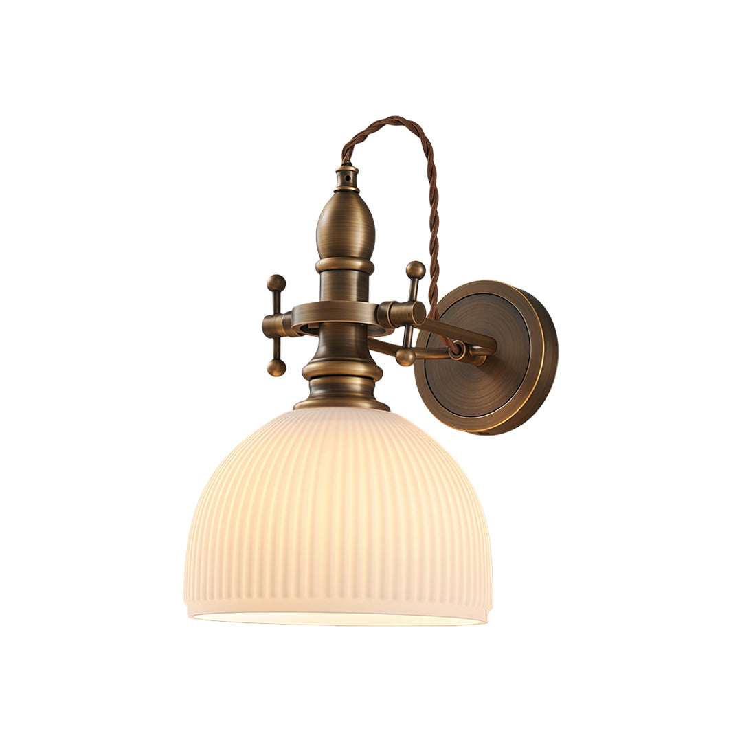 Vintage Brass Wall Sconce with Clear Glass Shade for Reading