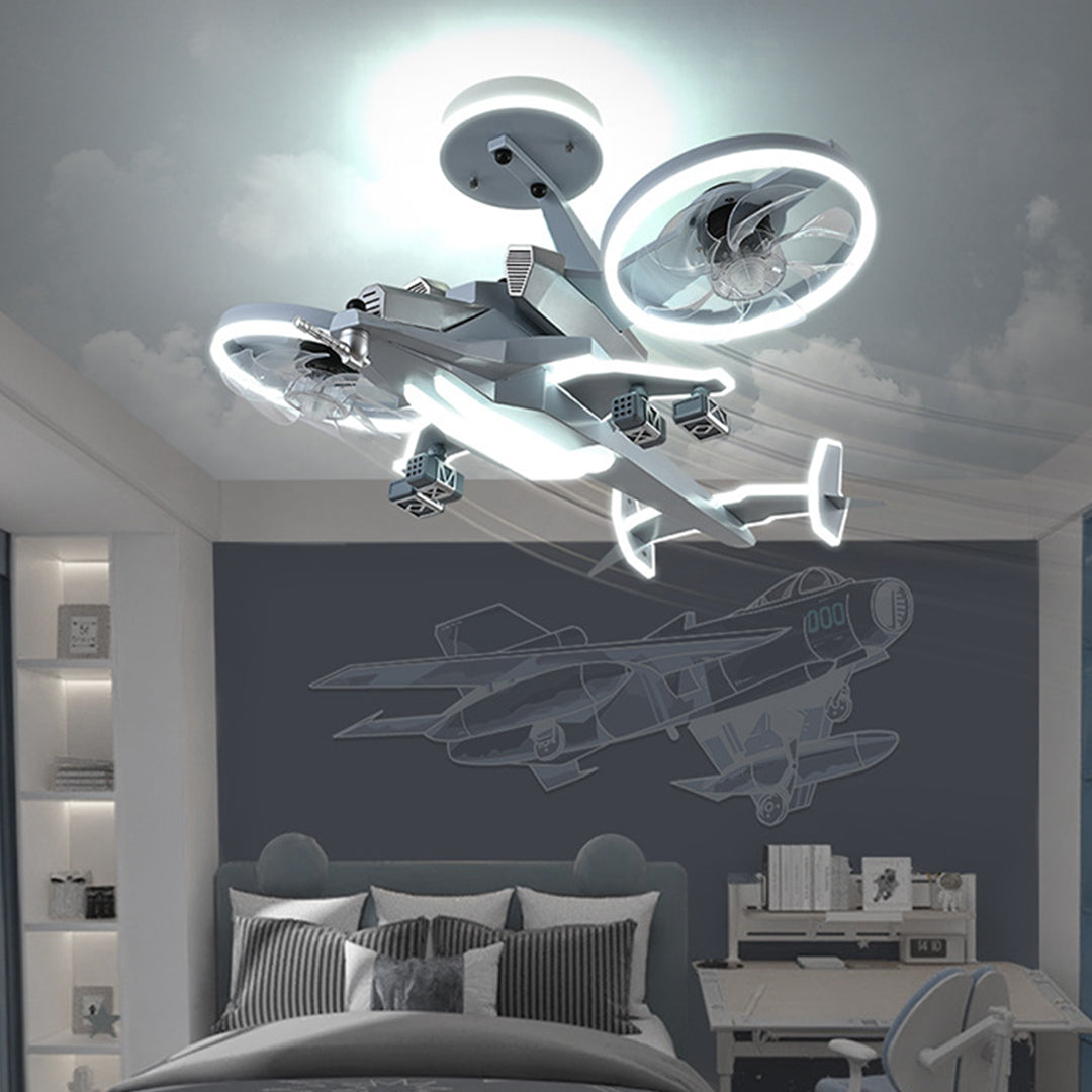 Aviator LED Ceiling Fan with Full Spectrum Light for Kids' Rooms