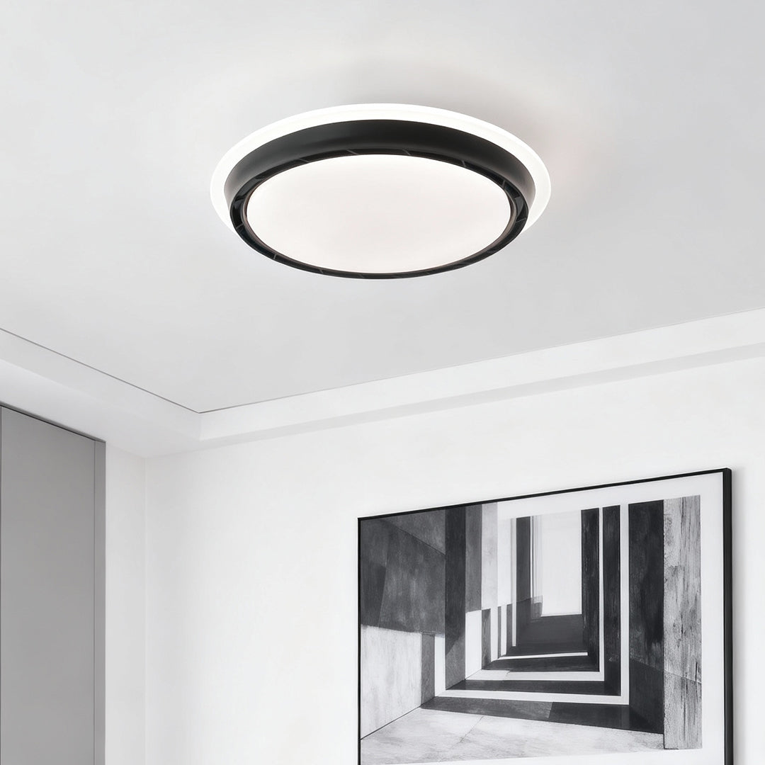 French Retro Ceiling Light with Hidden Fan, Dimmable LED Flush Mount