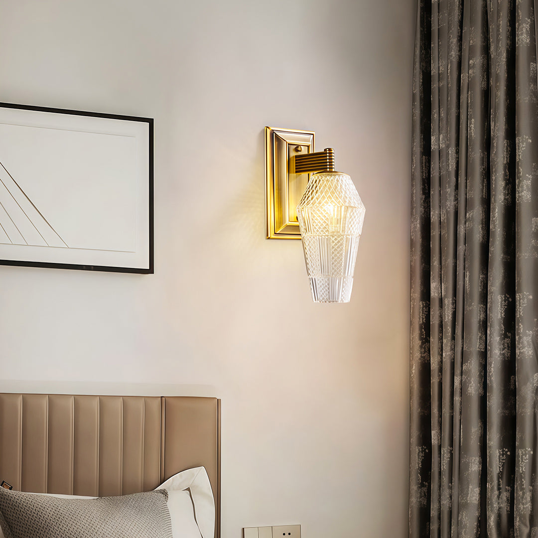 French Retro Brass LED Wall Sconce with Glass Shade for Elegant Interiors