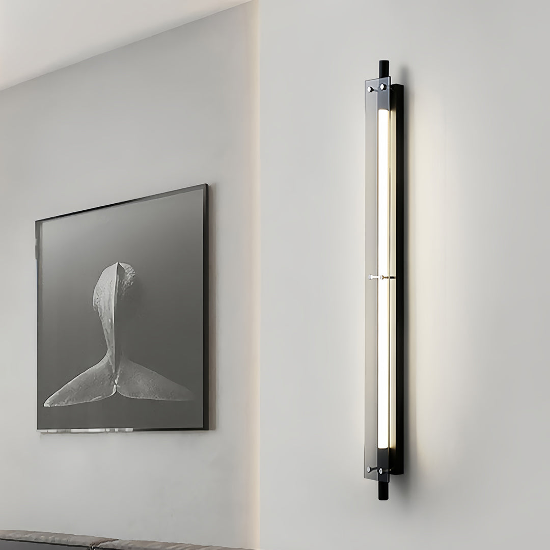 Linear LED Wall Sconce in Black with Up-Down Illumination for Modern Hallways