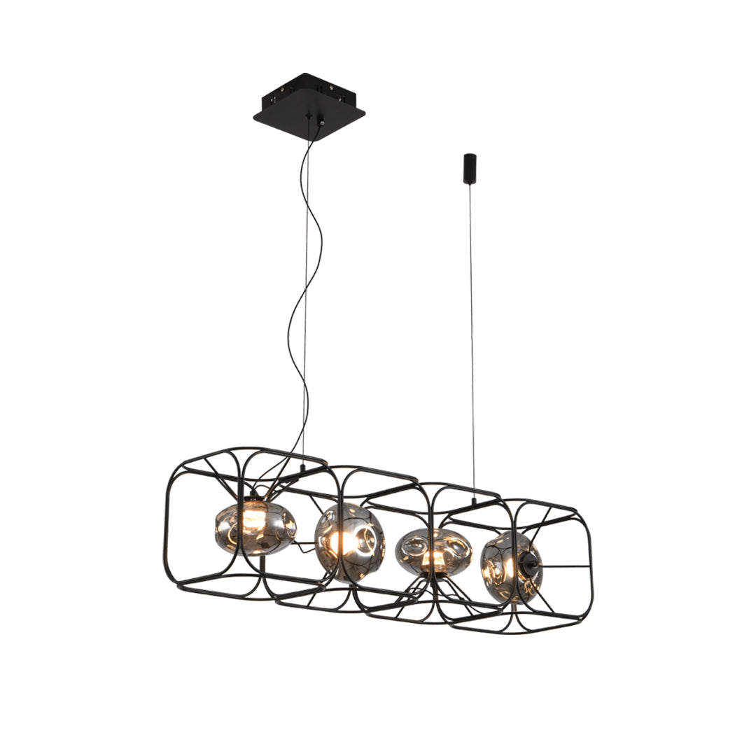 Nordic Square Cage Chandelier – Modern Linear LED Pendant Light