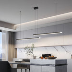 Linear Double Pendant Light in Brushed Black Aluminum