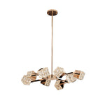 Modern Crystal Cube Chandelier in Champagne Gold for Living and Dining Spaces