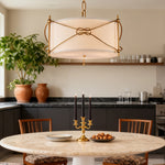 Lumina White Drum Pendant Light with Polished Gold Accents