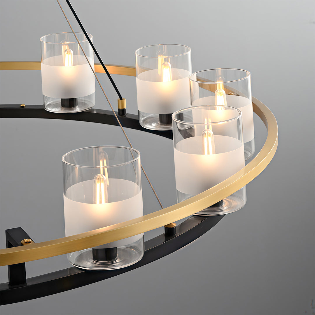 Aurelia Copper Modern Chandelier with Clear Glass Shades