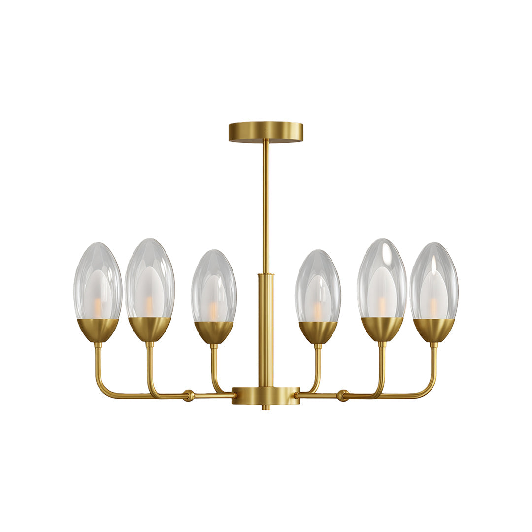 Luxury Copper Modern Chandelier with Clear Glass Shades