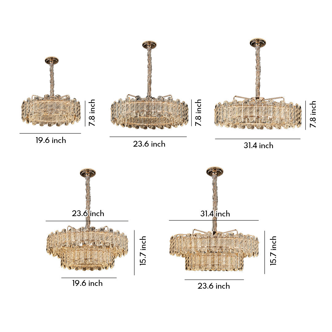 Lumina Crystal Chandelier in Champagne Gold with Adjustable LED Lighting