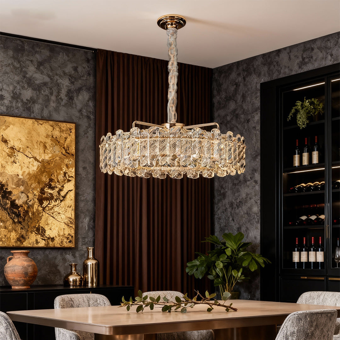 Lumina Crystal Chandelier in Champagne Gold with Adjustable LED Lighting