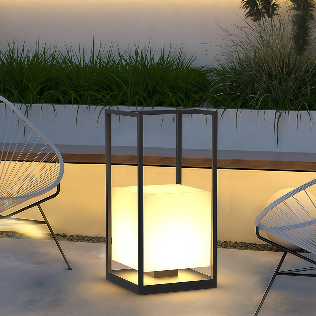 Modern Outdoor Lantern with Solar & Hardwired Options