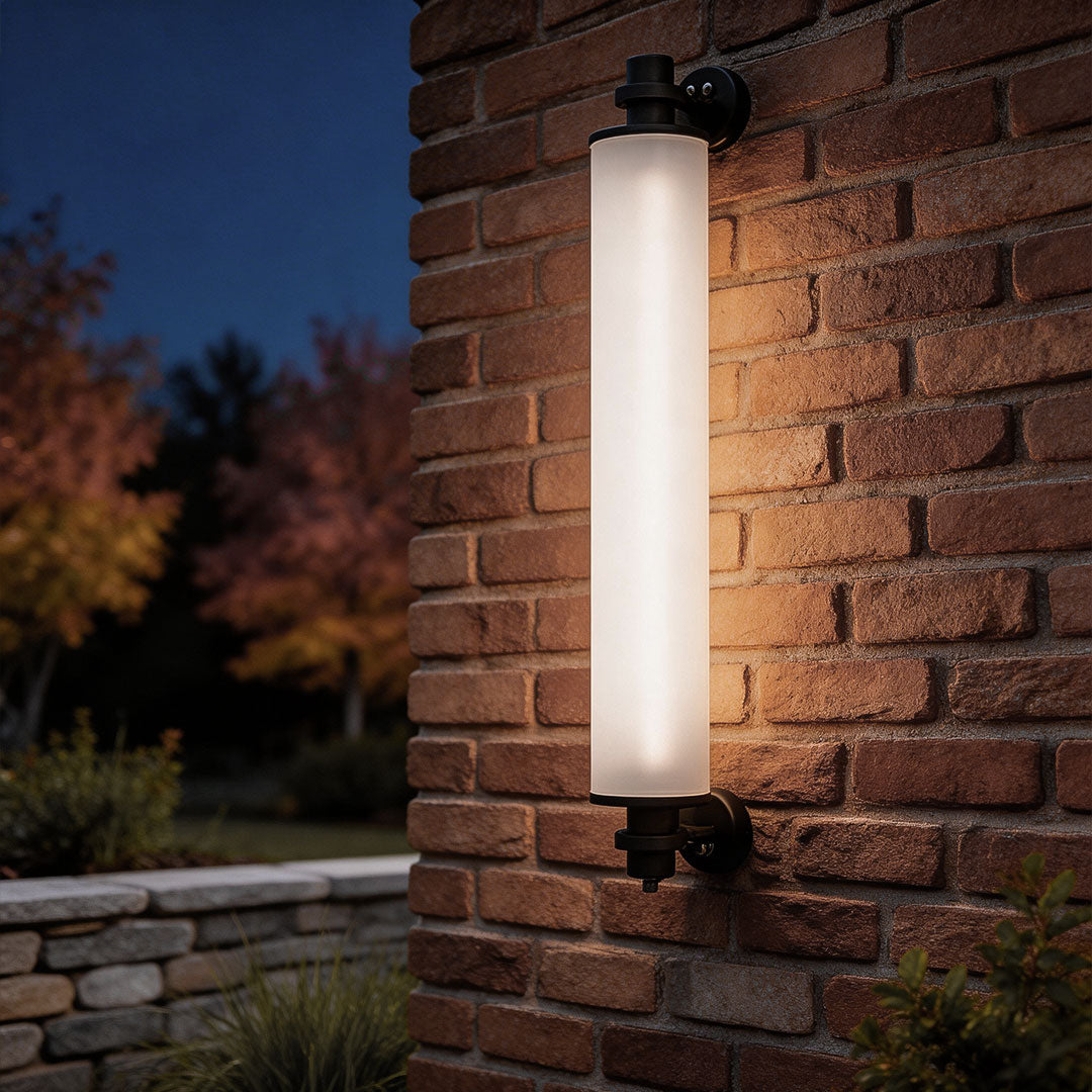 Cylindrical LED Outdoor Wall Sconce in Gray Aluminum
