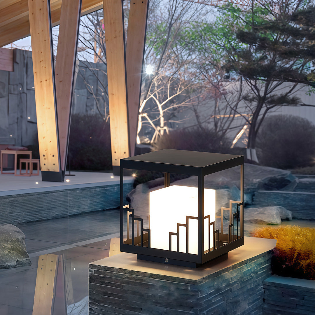 Minimalist Outdoor Pillar Light in Matte Black Stainless Steel