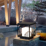 Minimalist Outdoor Pillar Light in Matte Black Stainless Steel