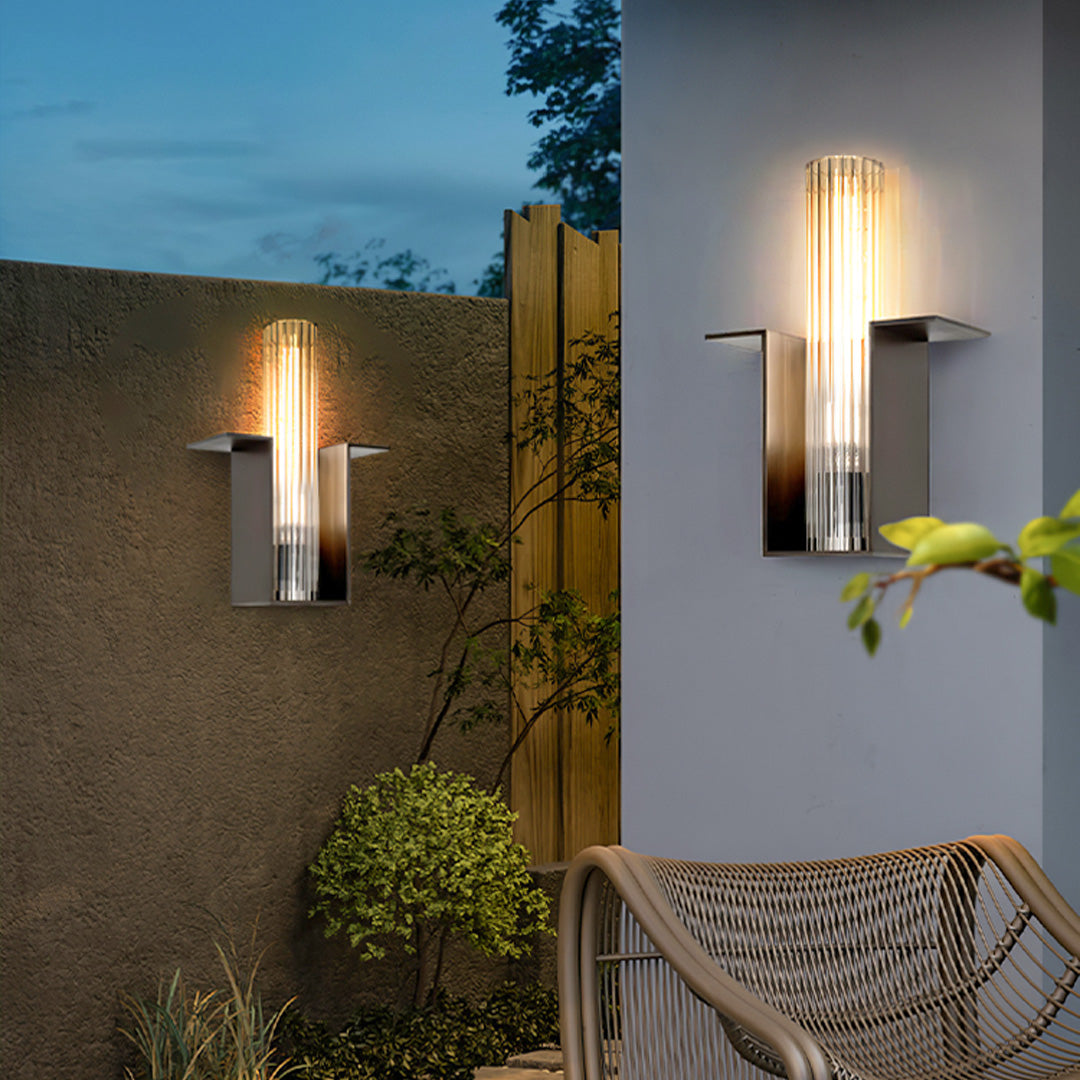 Modern Outdoor Wall Sconce in Brushed Stainless Steel with Warm LED Light
