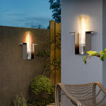 Modern Outdoor Wall Sconce in Brushed Stainless Steel with Warm LED Light