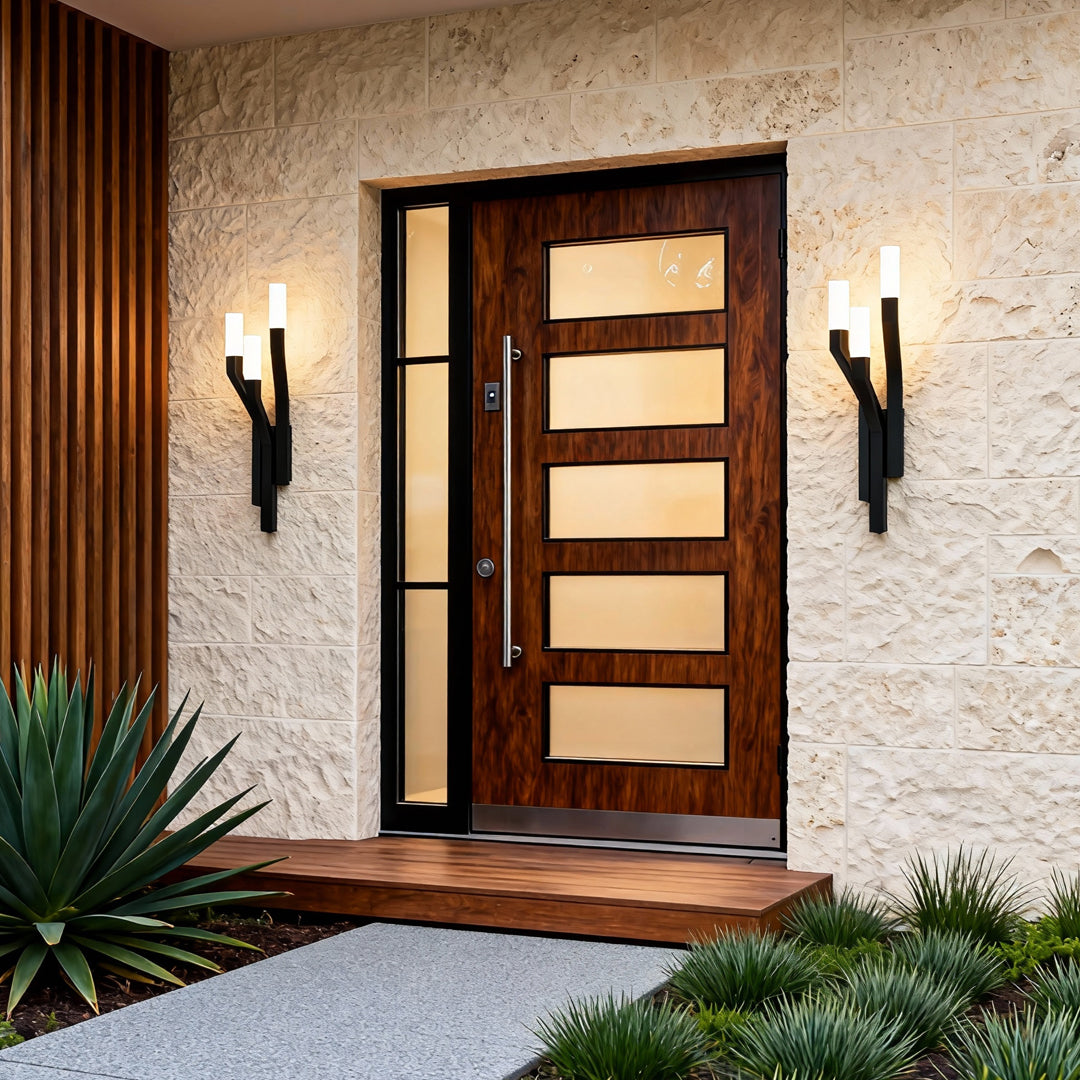 Aurelia Multi-Branch Outdoor Wall Sconce in Black Stainless Steel