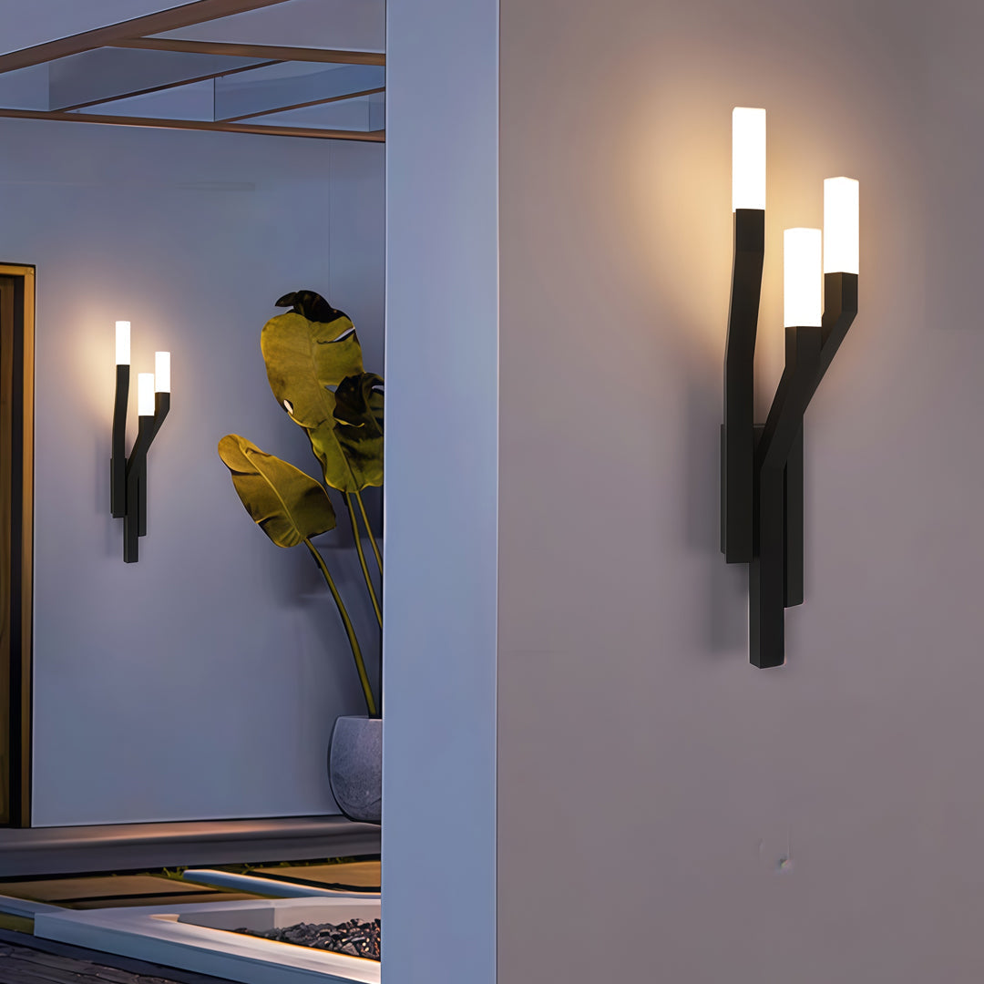 Aurelia Multi-Branch Outdoor Wall Sconce in Black Stainless Steel