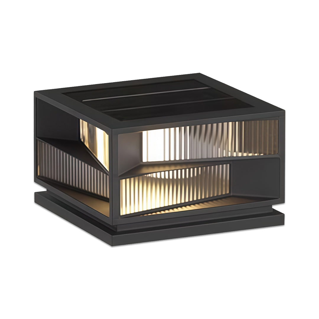 Modern Outdoor Pillar Light in Black Stainless Steel with LED