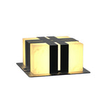 Outdoor Pillar Lights with Faux Marble Shade in Black Stainless Steel