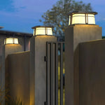 Modern Pillar Top Outdoor Lights in Gray Stainless Steel
