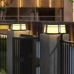 Modern Pillar Top Outdoor Lights in Gray Stainless Steel