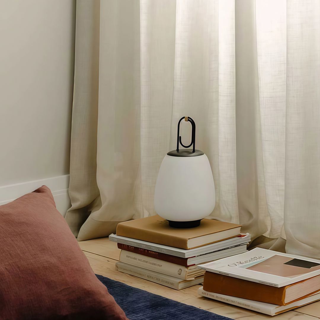 Portable Table Lamp with USB Charging, Mid-Century Design in Iron and Glass