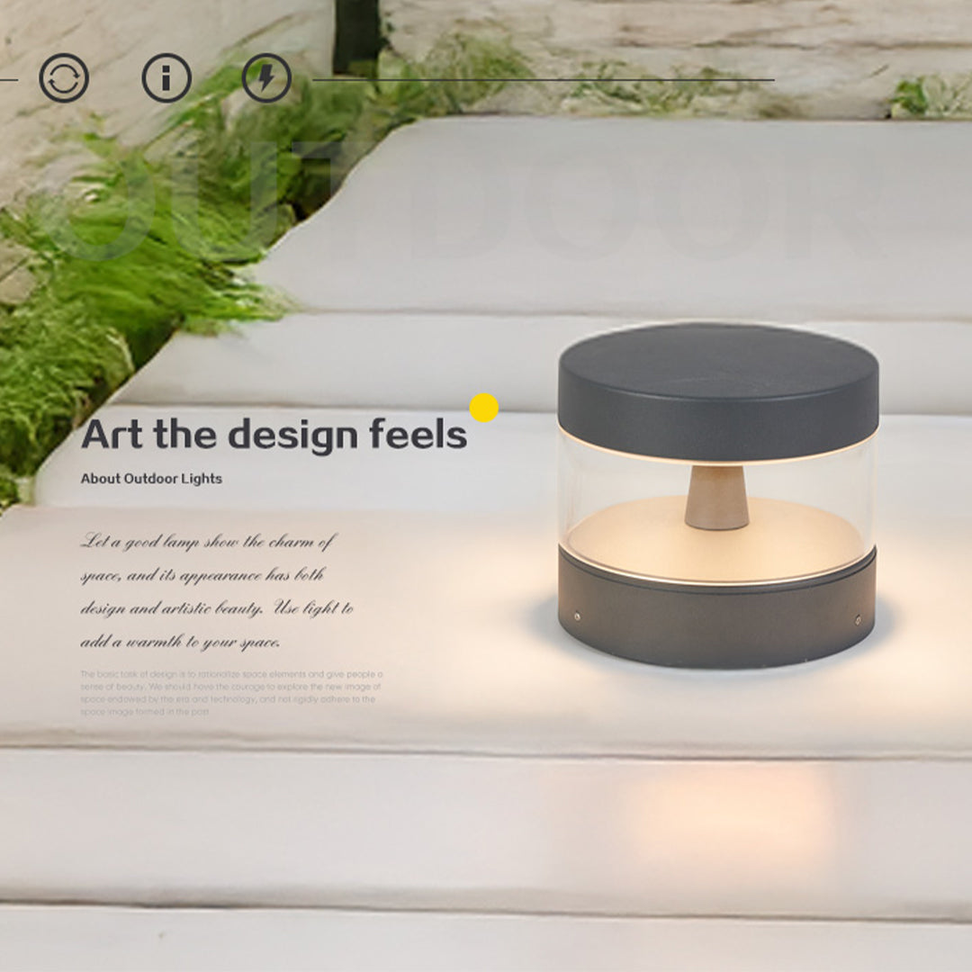 Minimalist LED Path Light – Sand Gray Aluminum Bollard for Modern Landscapes