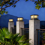 Wave Pattern LED Pillar Light – Modern Outdoor Post Lamp in Black