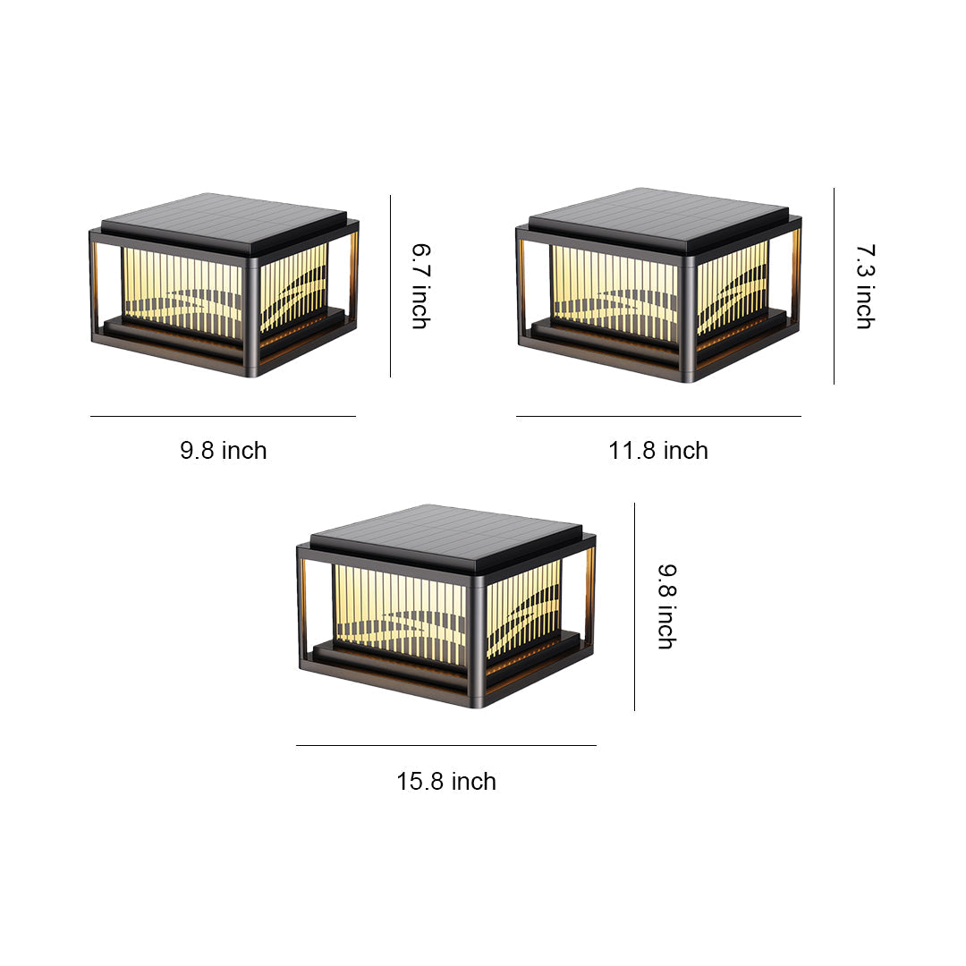 Wave Pattern LED Pillar Light – Modern Outdoor Post Lamp in Black