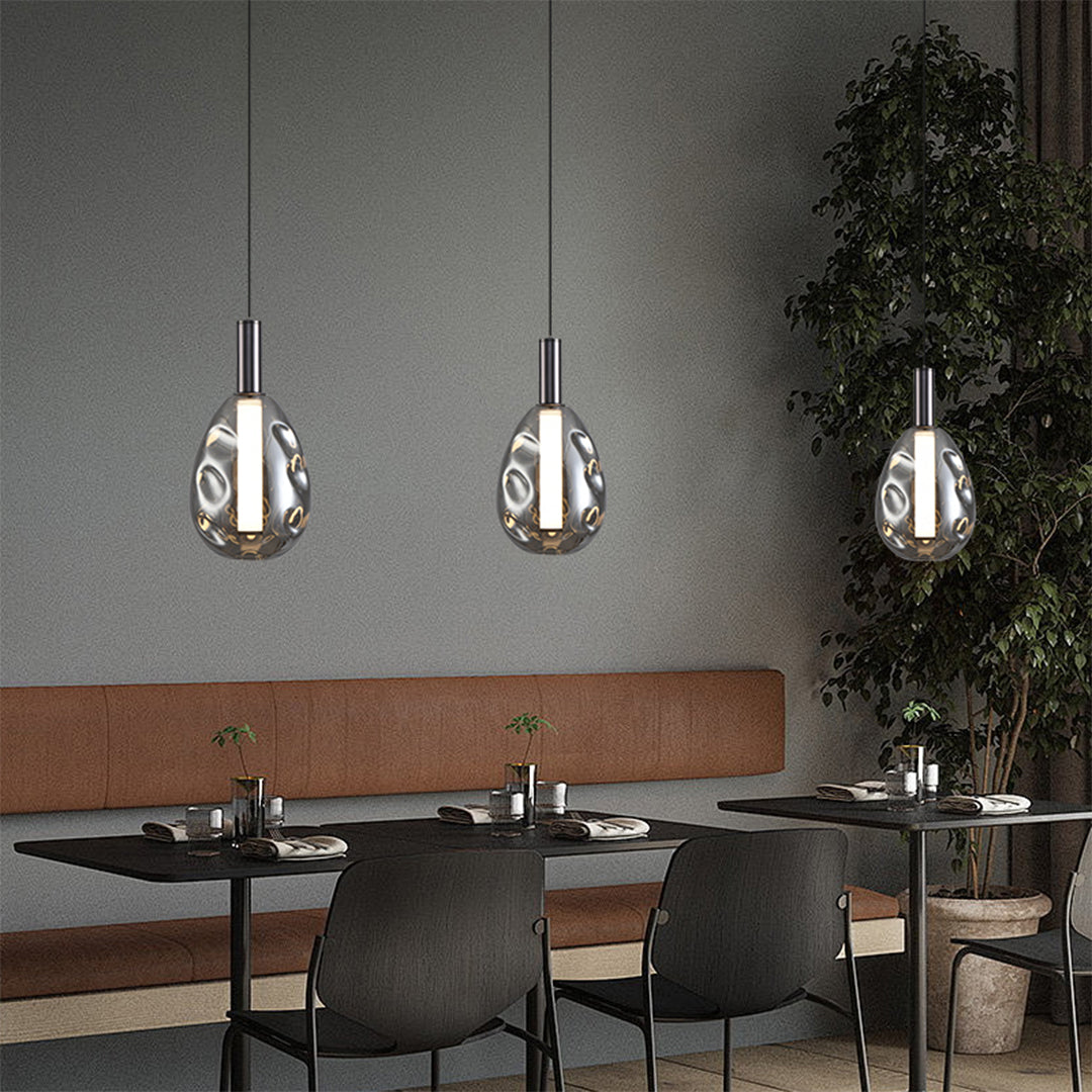 Modern Drum Pendant Light with Branch Design, Minimalist LED Ceiling Lamp