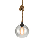 Artisan Glass Pendant Light with Natural Hemp Rope – Minimalist LED Ceiling Lamp