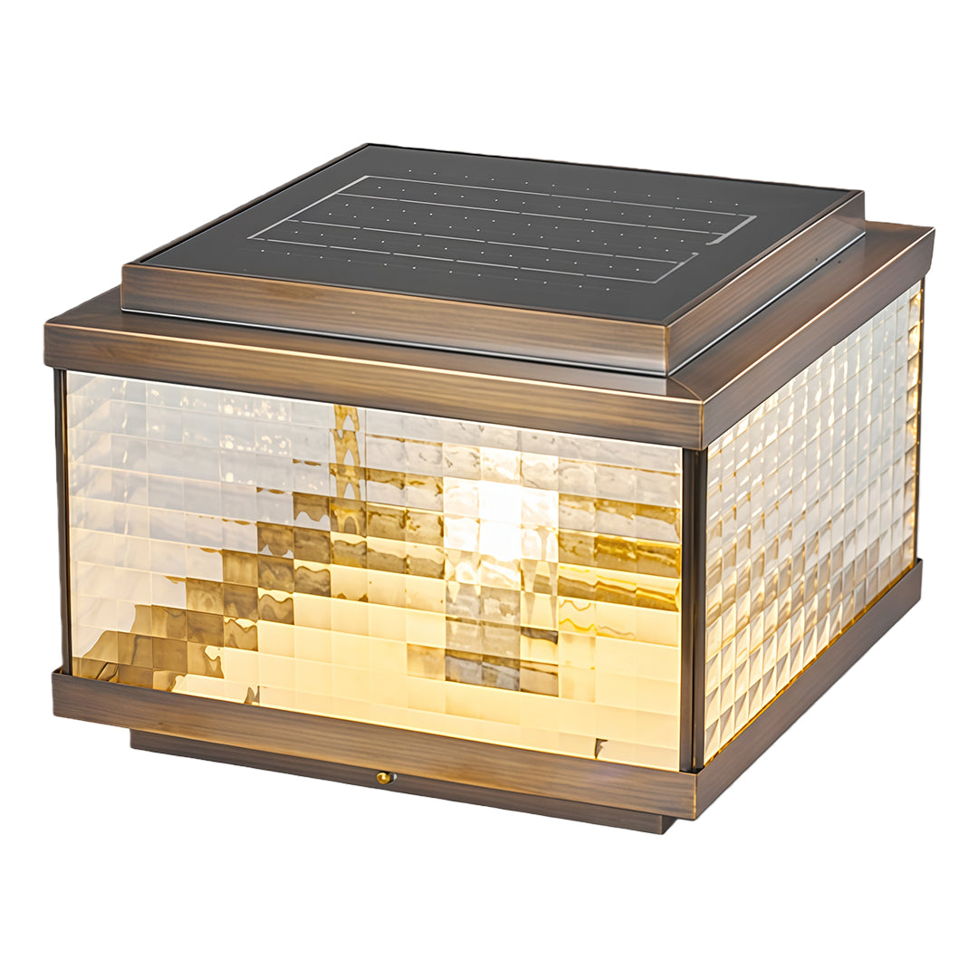 All-Copper Pillar Cap Light with Solar & Hardwired Options
