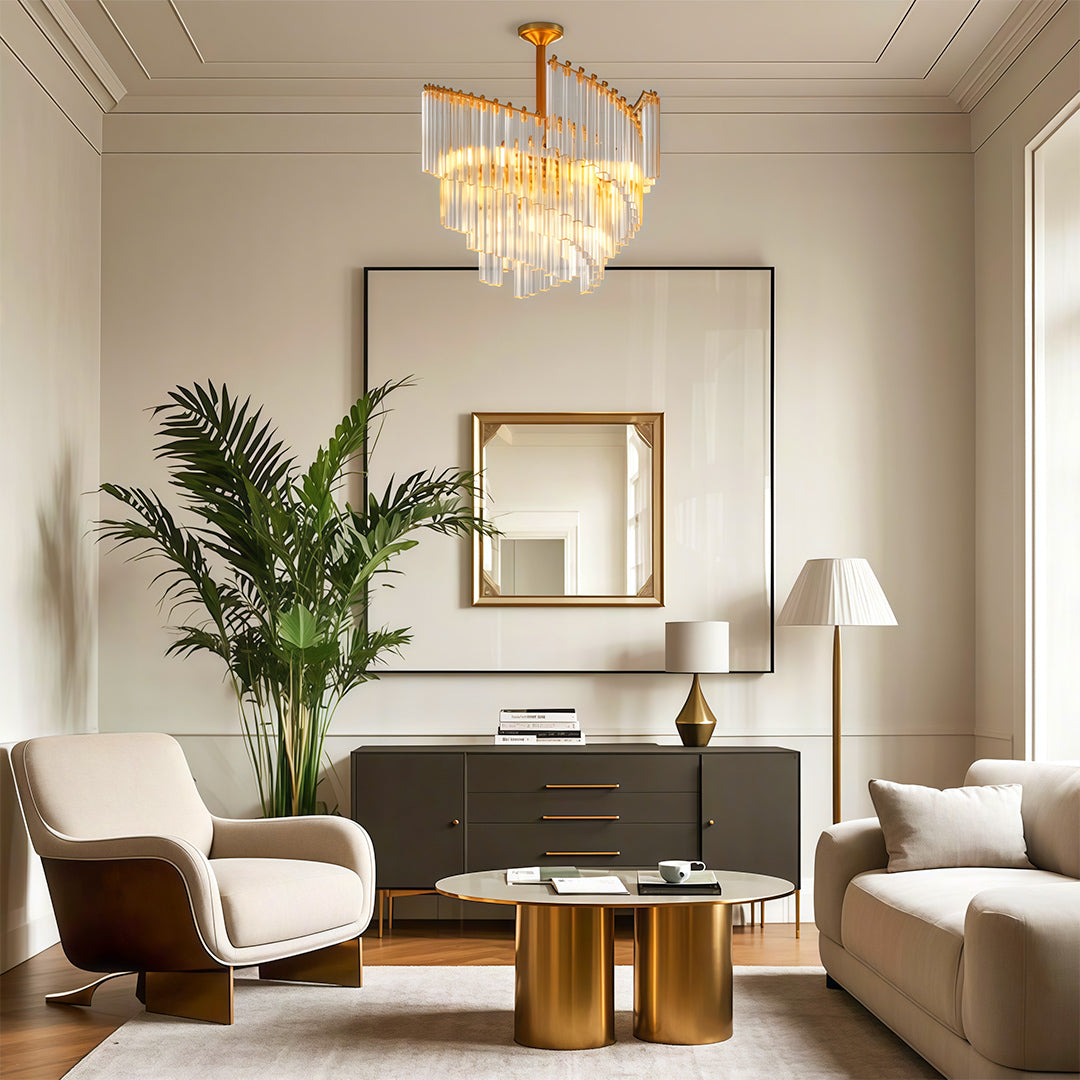 Aurelia Vintage Crystal Chandelier in Copper, Nickel, or Black – Modern Luxury Ceiling Light