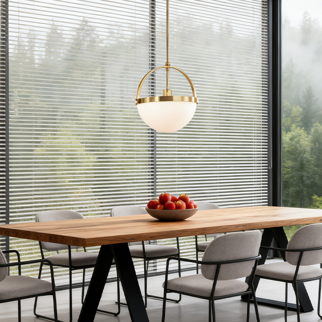 Aurelia Gold and White Glass Pendant Light, Minimalist Ceiling Lamp