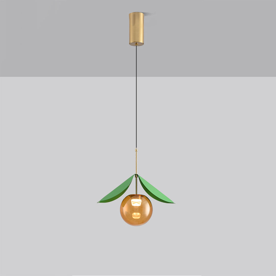 Nordic Cherry Glass Pendant Light with Gold Finish, LED Ceiling Lamp