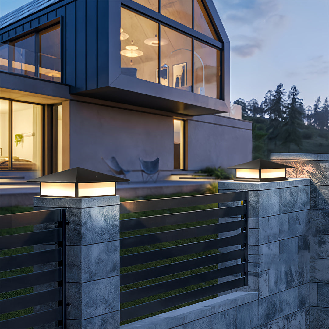 Modern Black Outdoor Pillar Lights – Waterproof Pagoda Garden Post Lighting