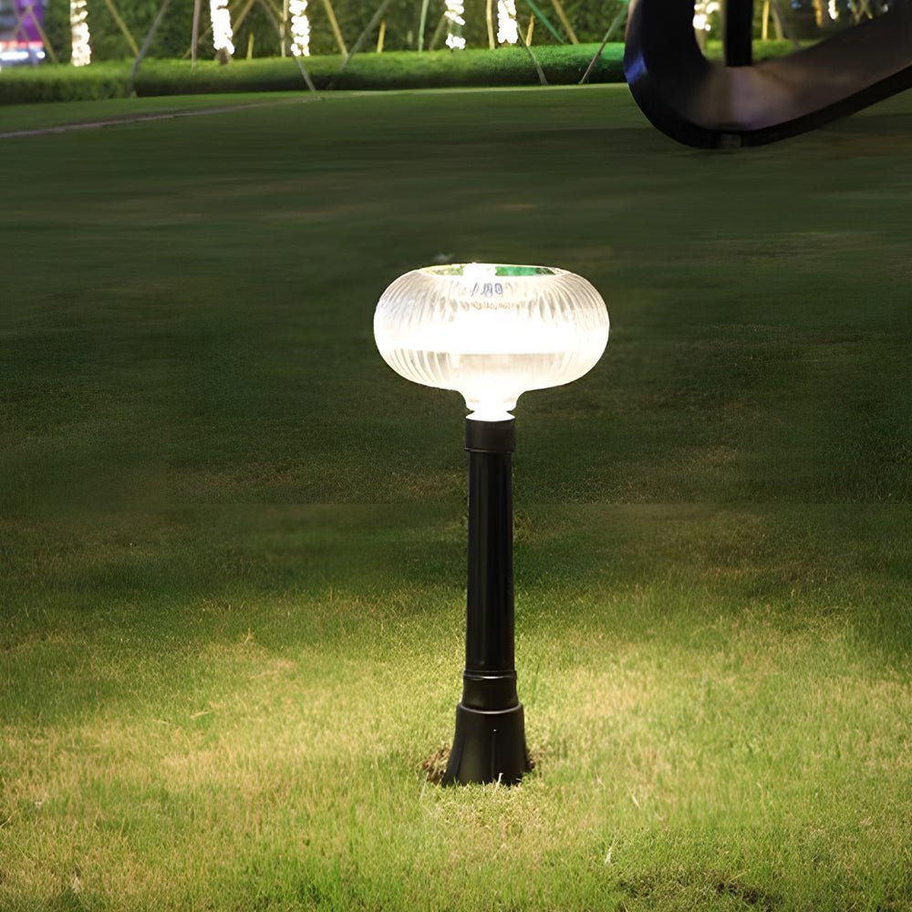 Modern Solar LED Bollard Light with Oval Acrylic Shade for Landscape