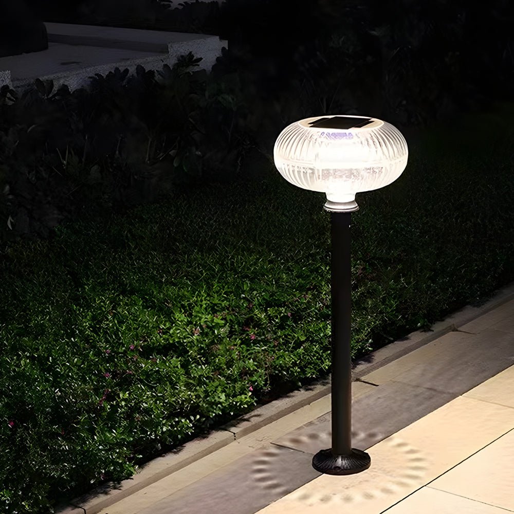 Modern Solar LED Bollard Light with Oval Acrylic Shade for Landscape