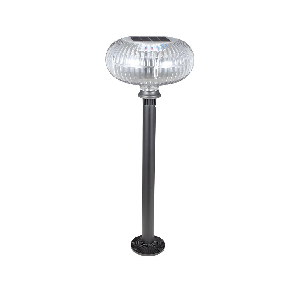 Modern Solar LED Bollard Light with Oval Acrylic Shade for Landscape