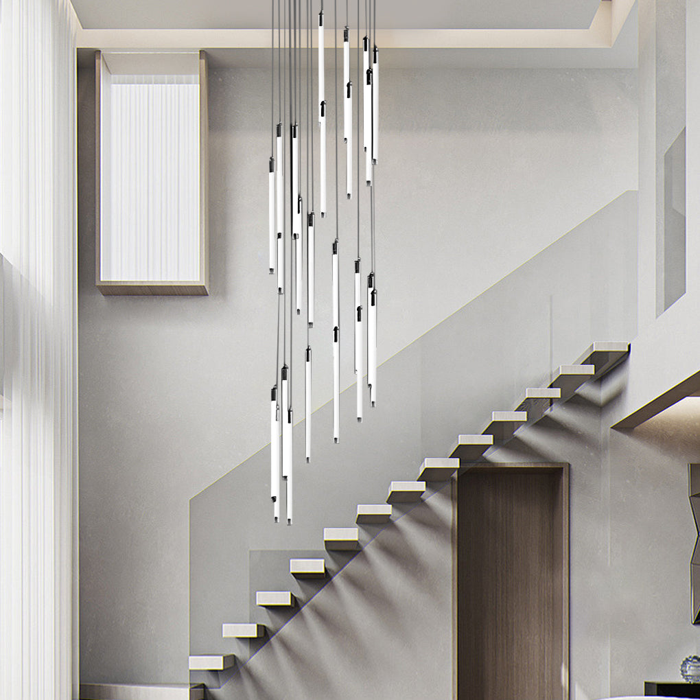 Spiral Acrylic Tube Staircase Chandelier with Adjustable LED Lighting