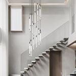 Spiral Acrylic Tube Staircase Chandelier with Adjustable LED Lighting
