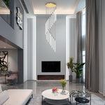 Spiral Acrylic Tube Staircase Chandelier with Adjustable LED Lighting