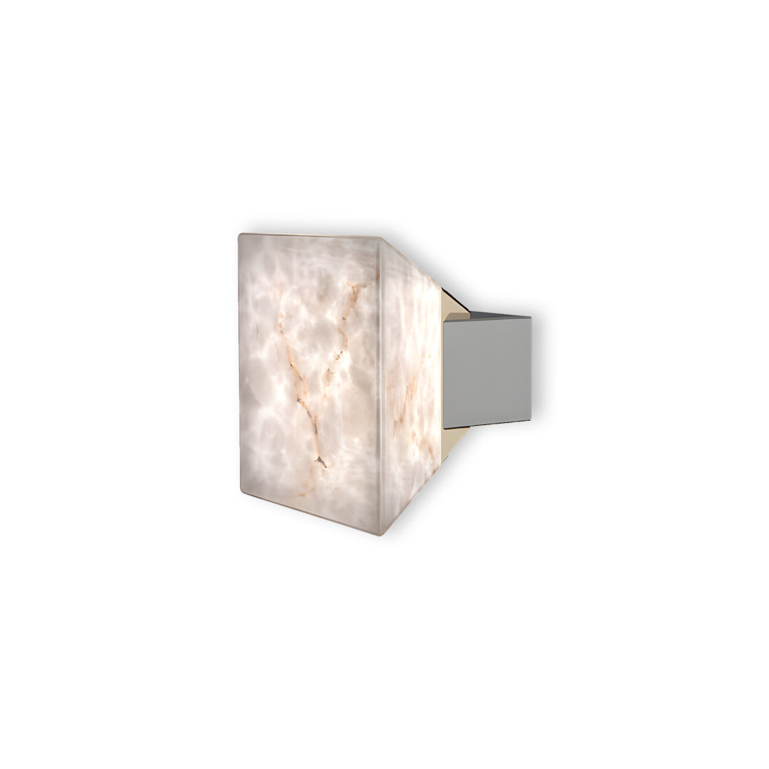 Modern Stone Wall Sconce with Marble Shade and Aluminum Frame