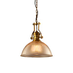 Nordic Textured Glass Pendant Light with Brass Accents, Adjustable Chain