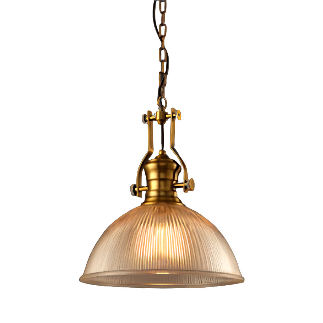 Nordic Textured Glass Pendant Light with Brass Accents, Adjustable Chain